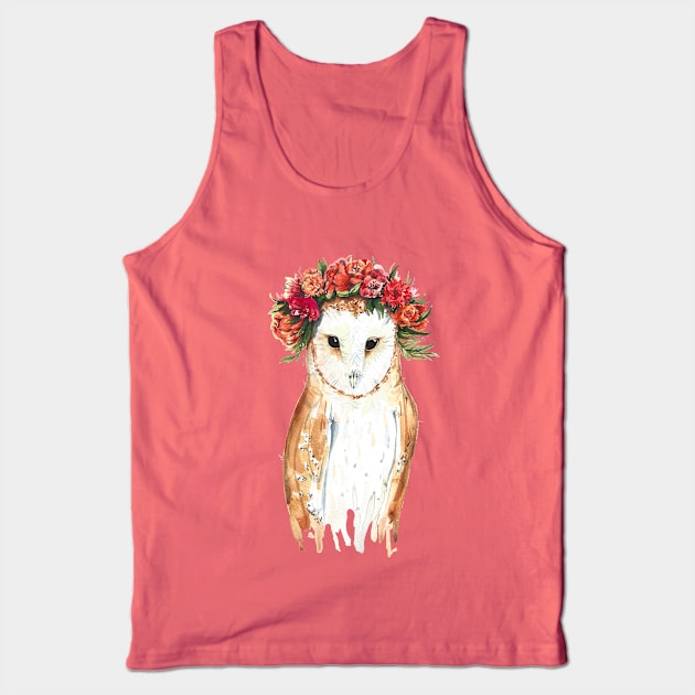 A watercolor barn owl bride in a wreath Tank Top by MagdalenaIllustration